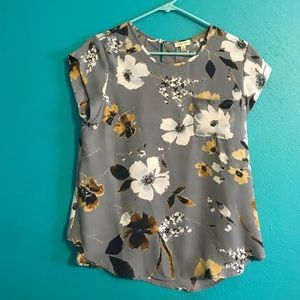 Pale Blue Yellow Floral Top